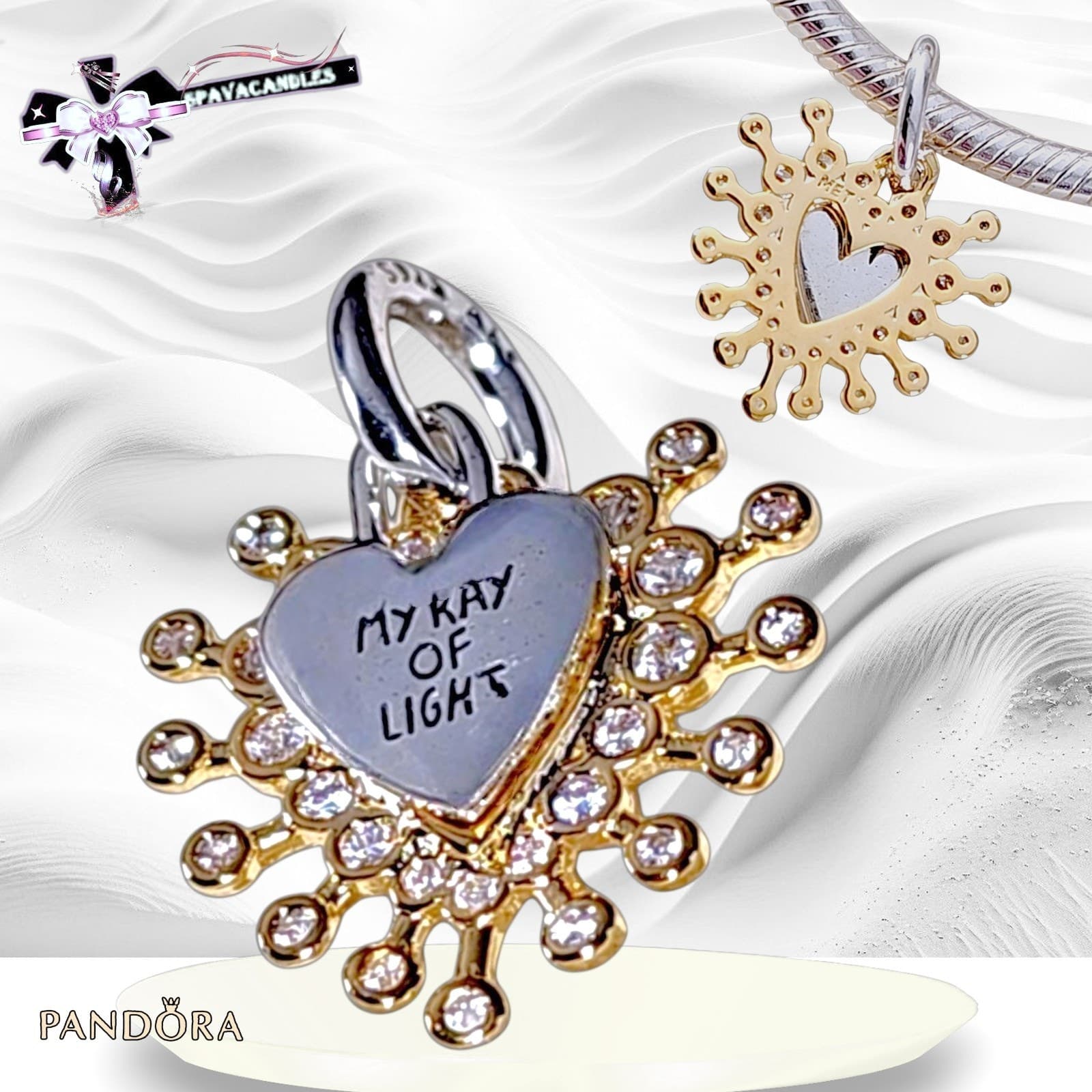 PANDORA Sparkle Radiant Heart Charm 14k Gold Plated 764141C01 US SELLER