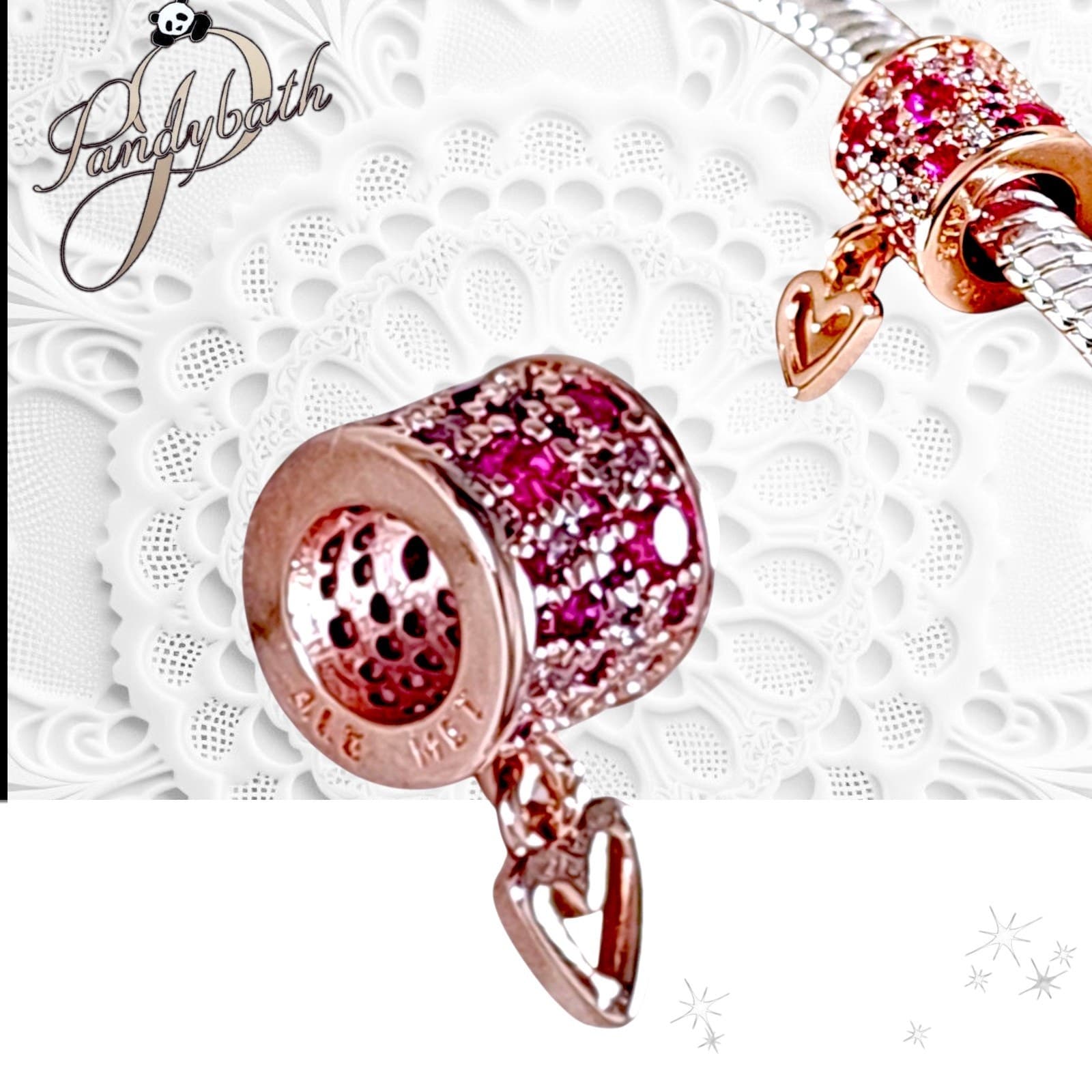 Pandora Rose Gold Plated Red Freehand Heart Barrel Charm 789548C01 US SELLER
