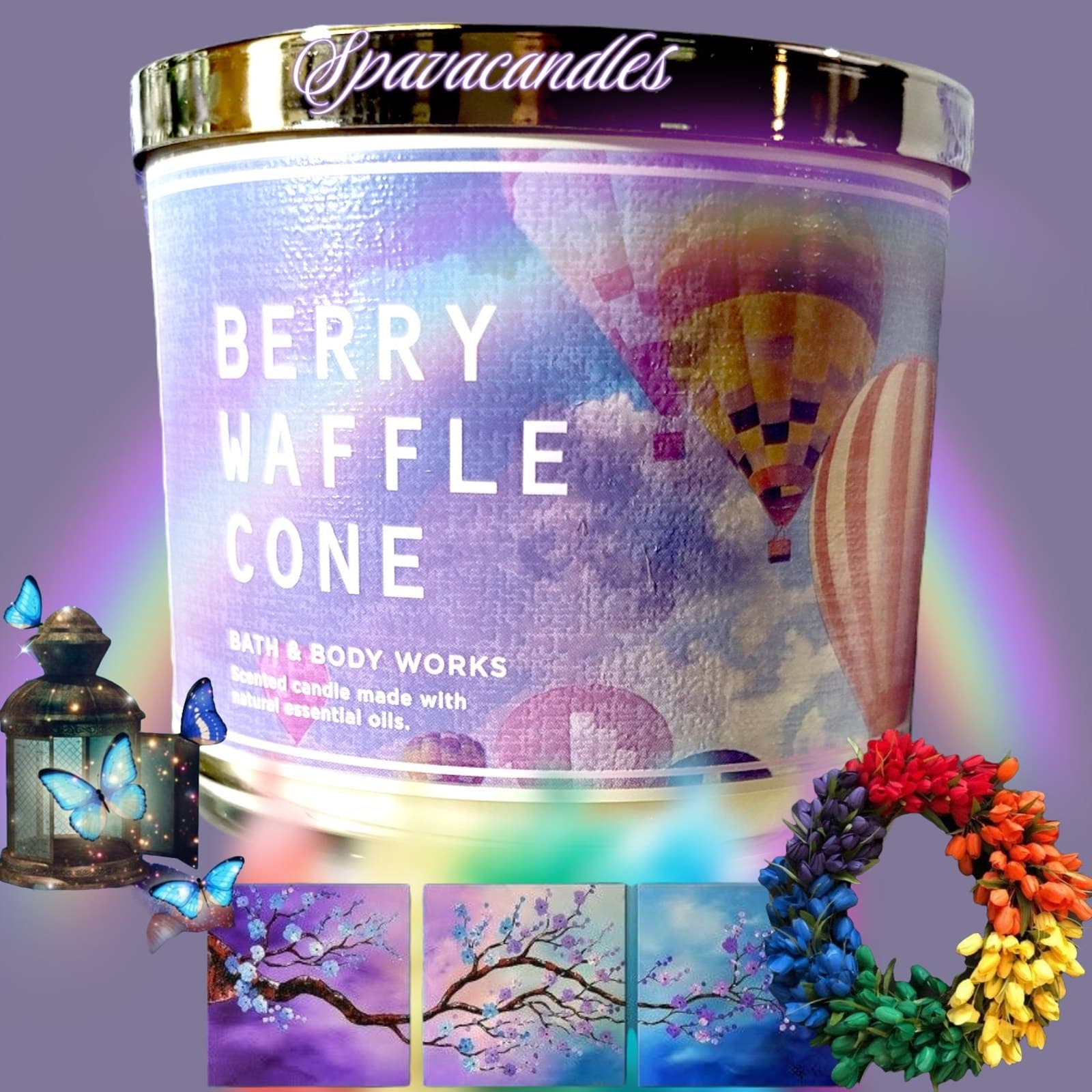 Bath & Body Works Berry Waffle Cone 3 Wick Candle 2022