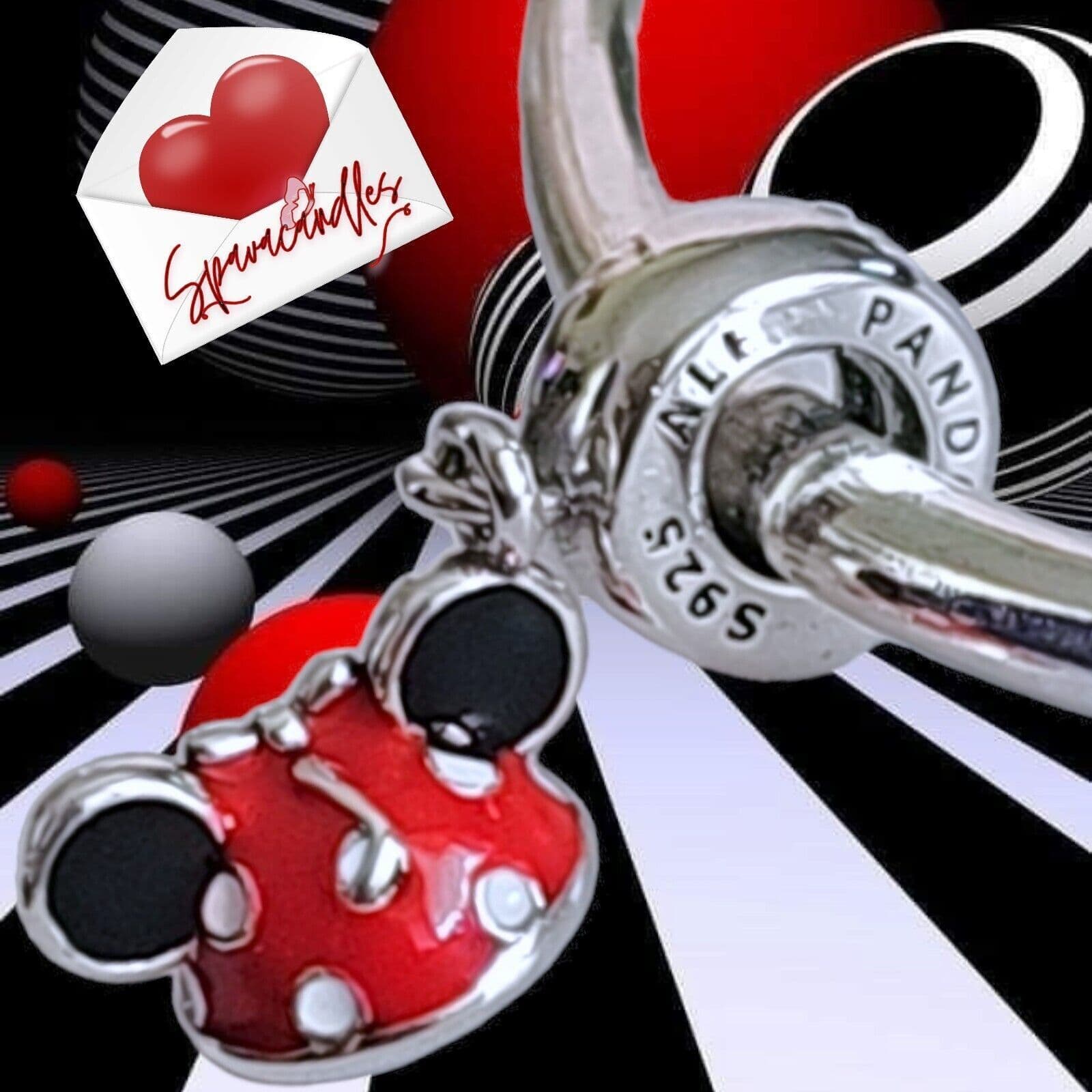 New Disney Parks Pandora Red Dot Minnie Mouse Ear Hat Charm US seller