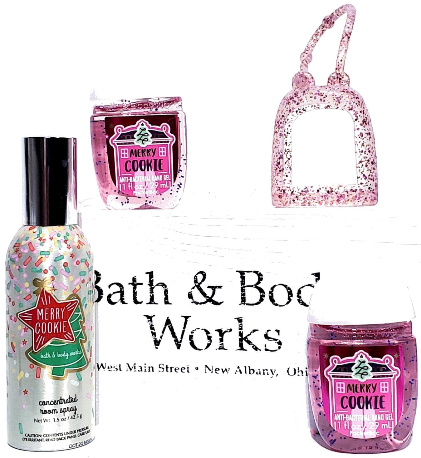 Bath & Body Works Merry Cookie Holder, Room Spray Hand Care Set of 4