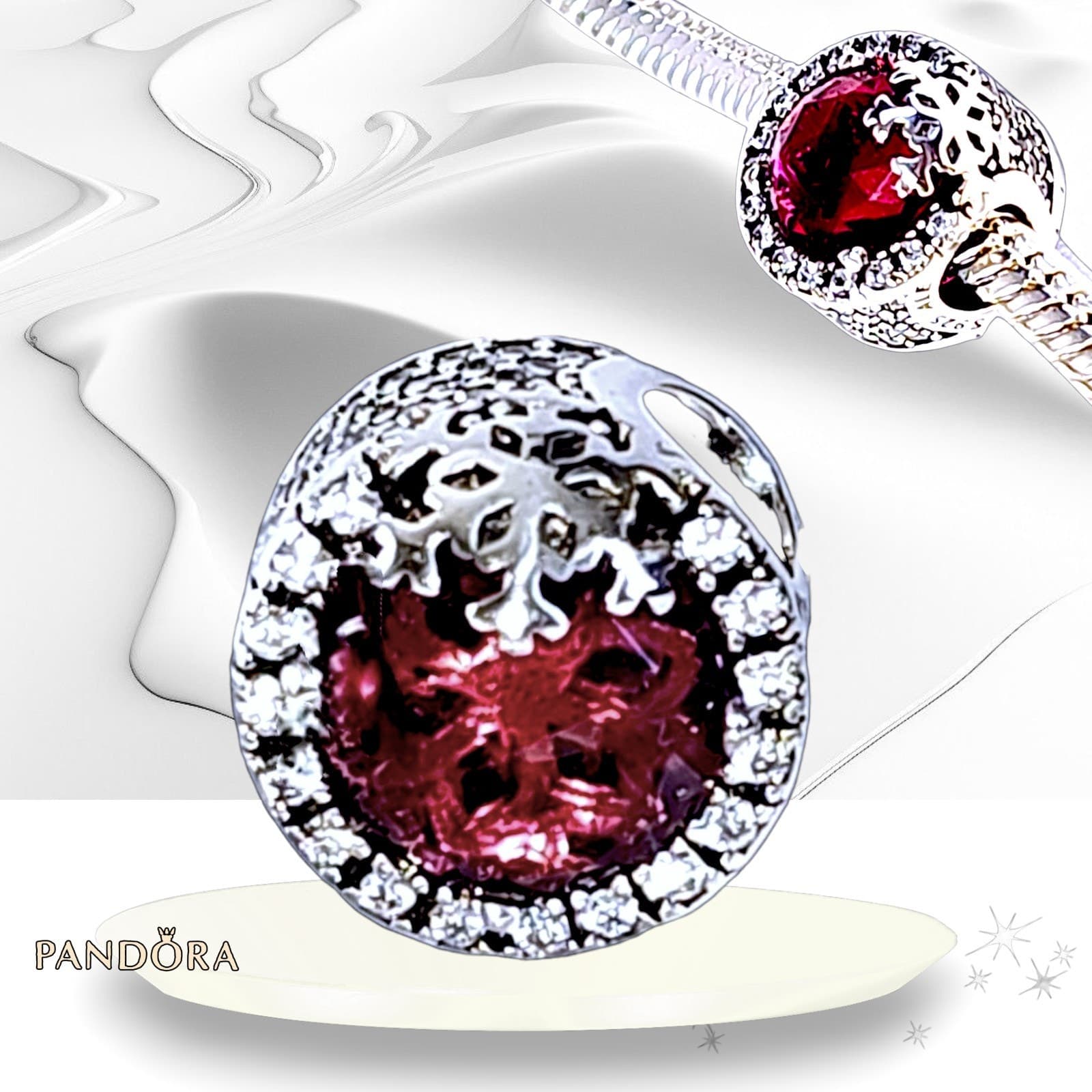 Pandora Dazzling Snowflake Cerise Charm 797555NCC US SELLER