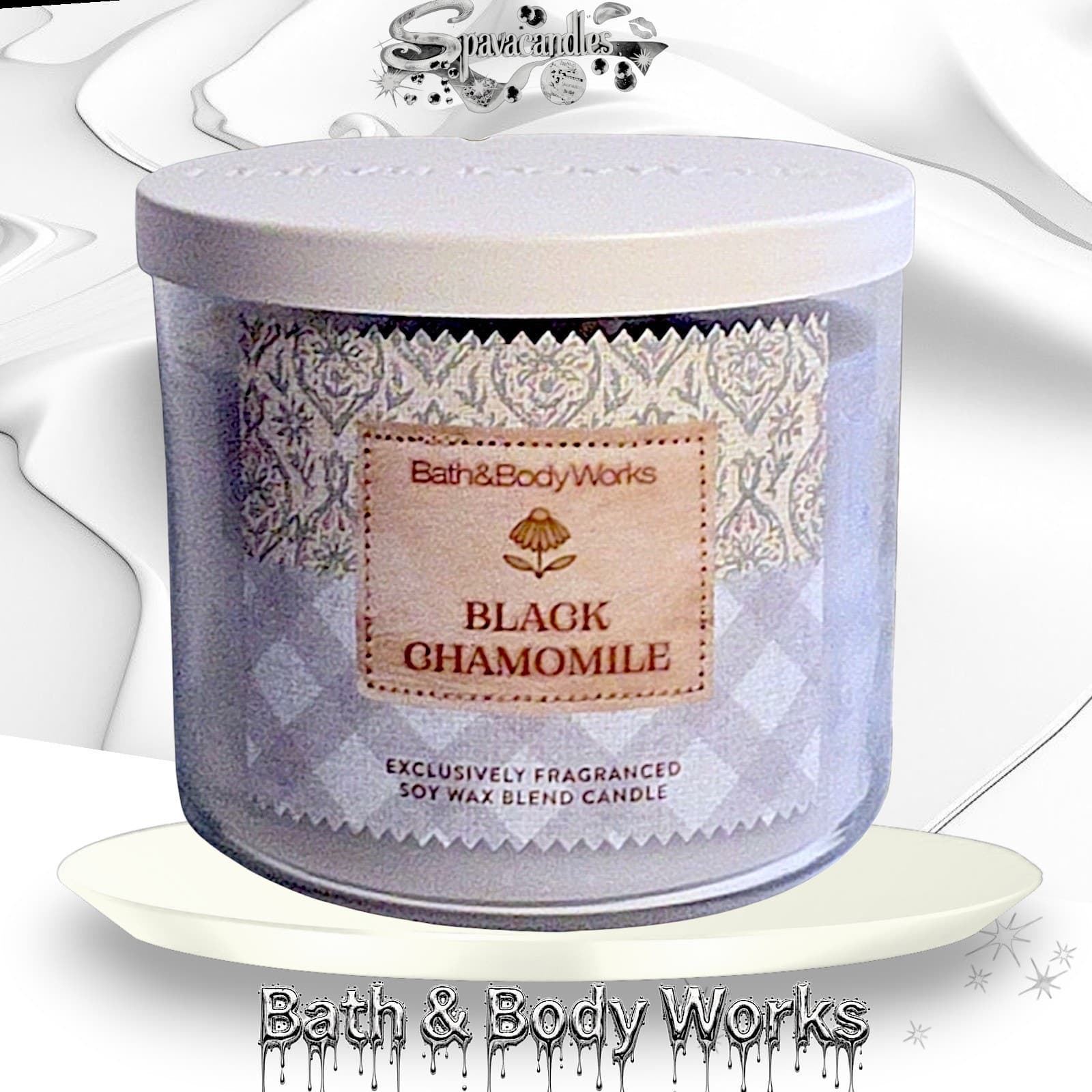 Bath & Body Works Black Chamomile Aromatherapy 3 wick Candle Relax Retired Scent