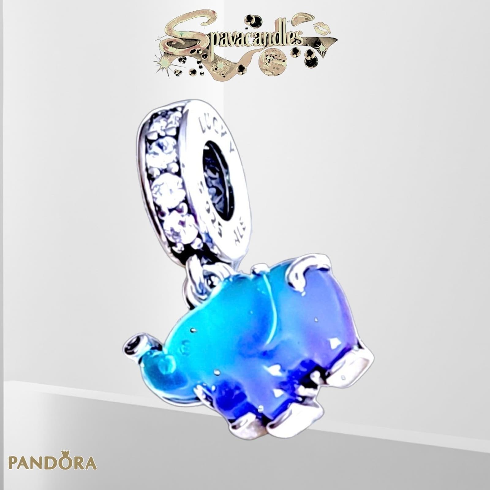 PANDORA Blue Murano Glass Elephant Dangle Charm 793339C01 925 ALE US SELLER