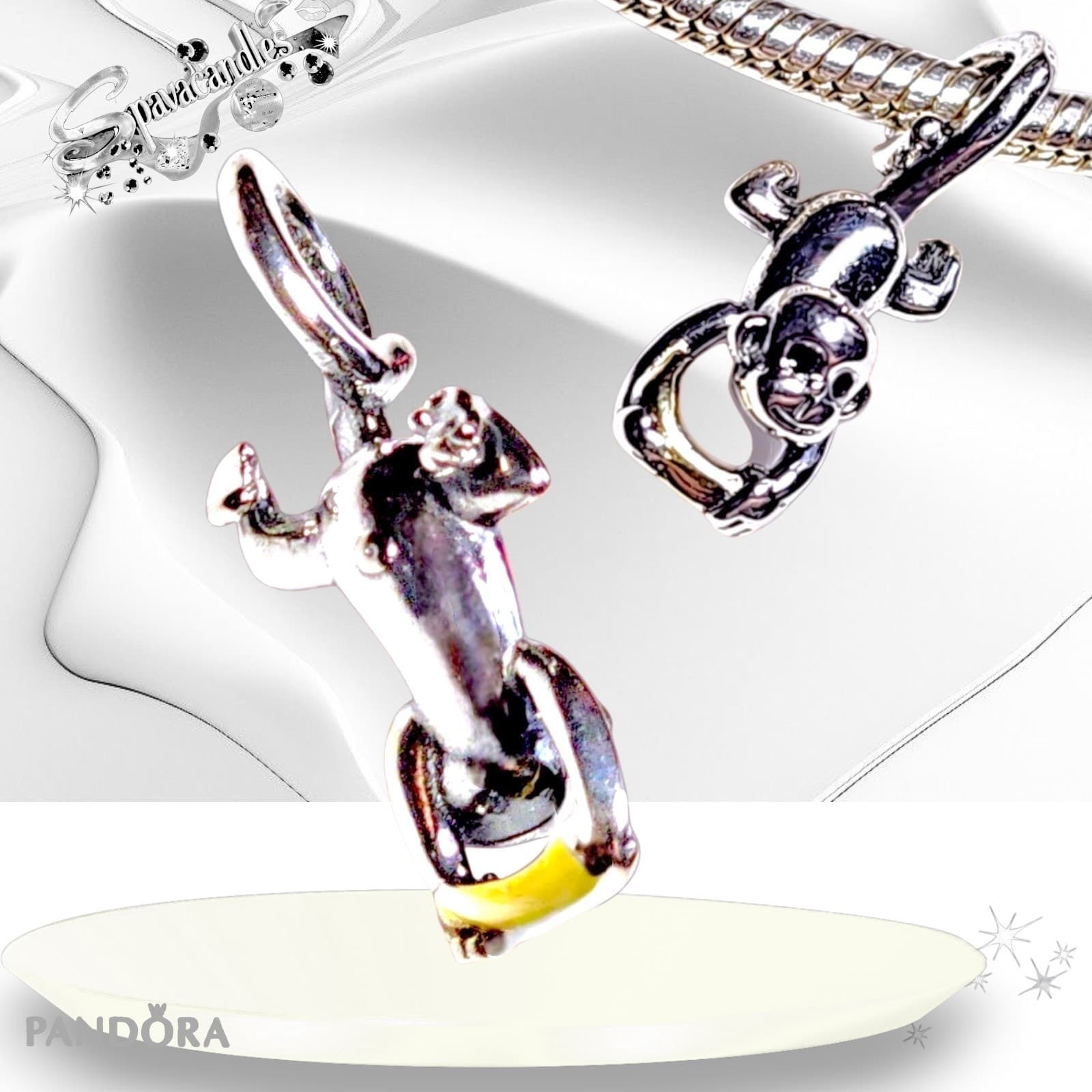 Pandora Two-tone Movable Monkey Dangle Charm 763343C01