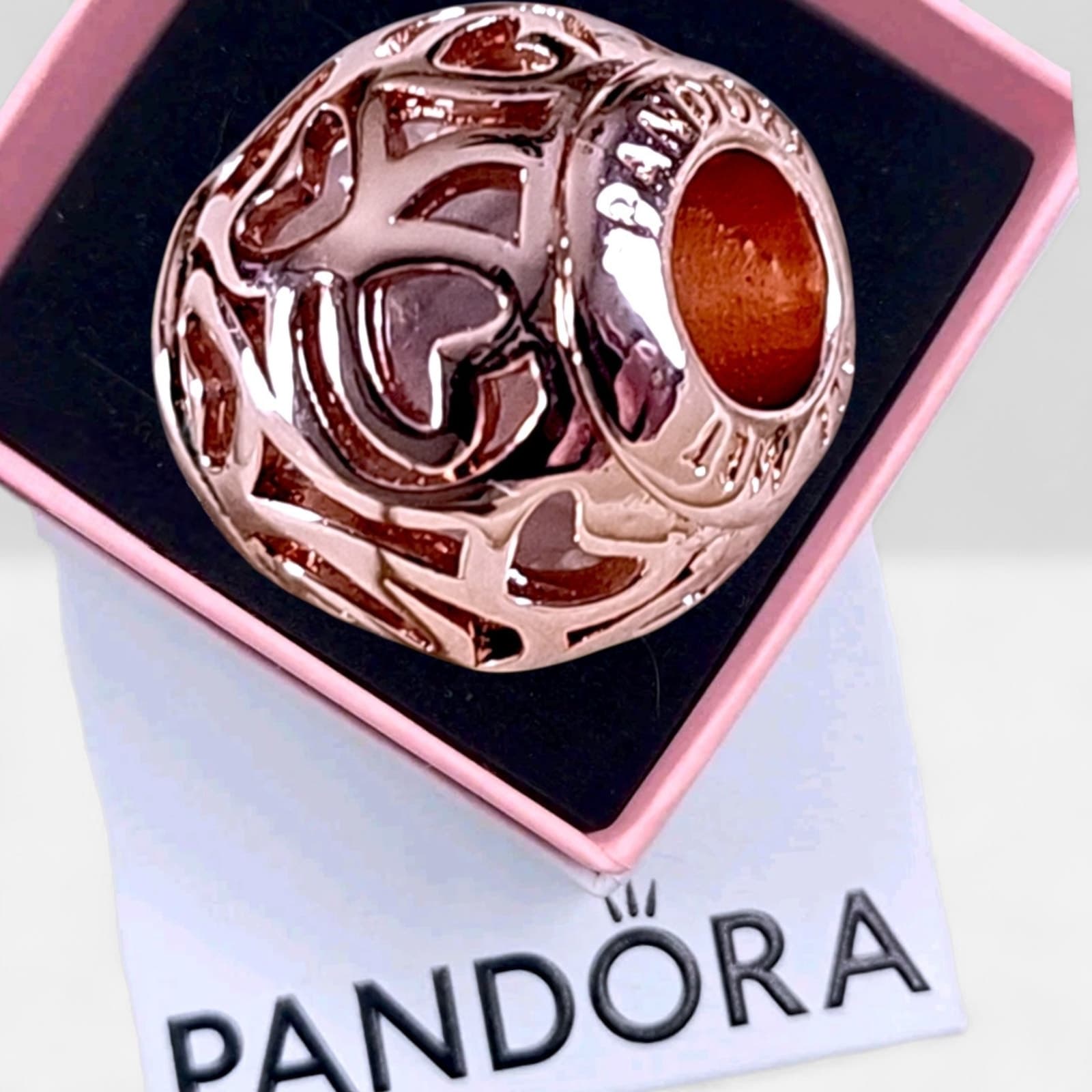 Pandora Rose Gold Plated Hearts Filigree Retired Bead Charm US SELLER