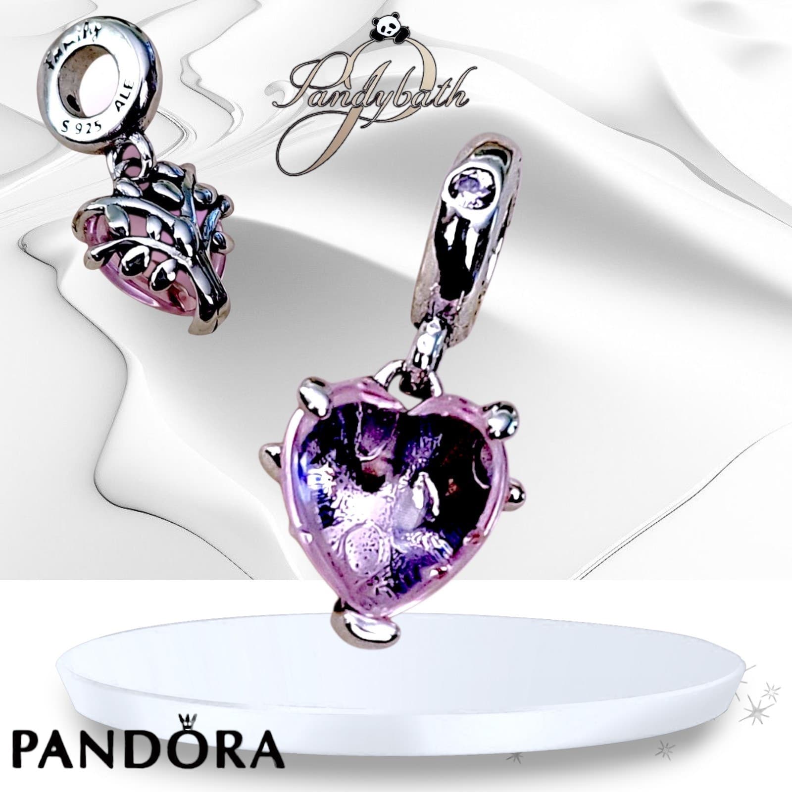 Pandora Pink Family Tree and Heart Dangle Charm #792654C01 US SELLER
