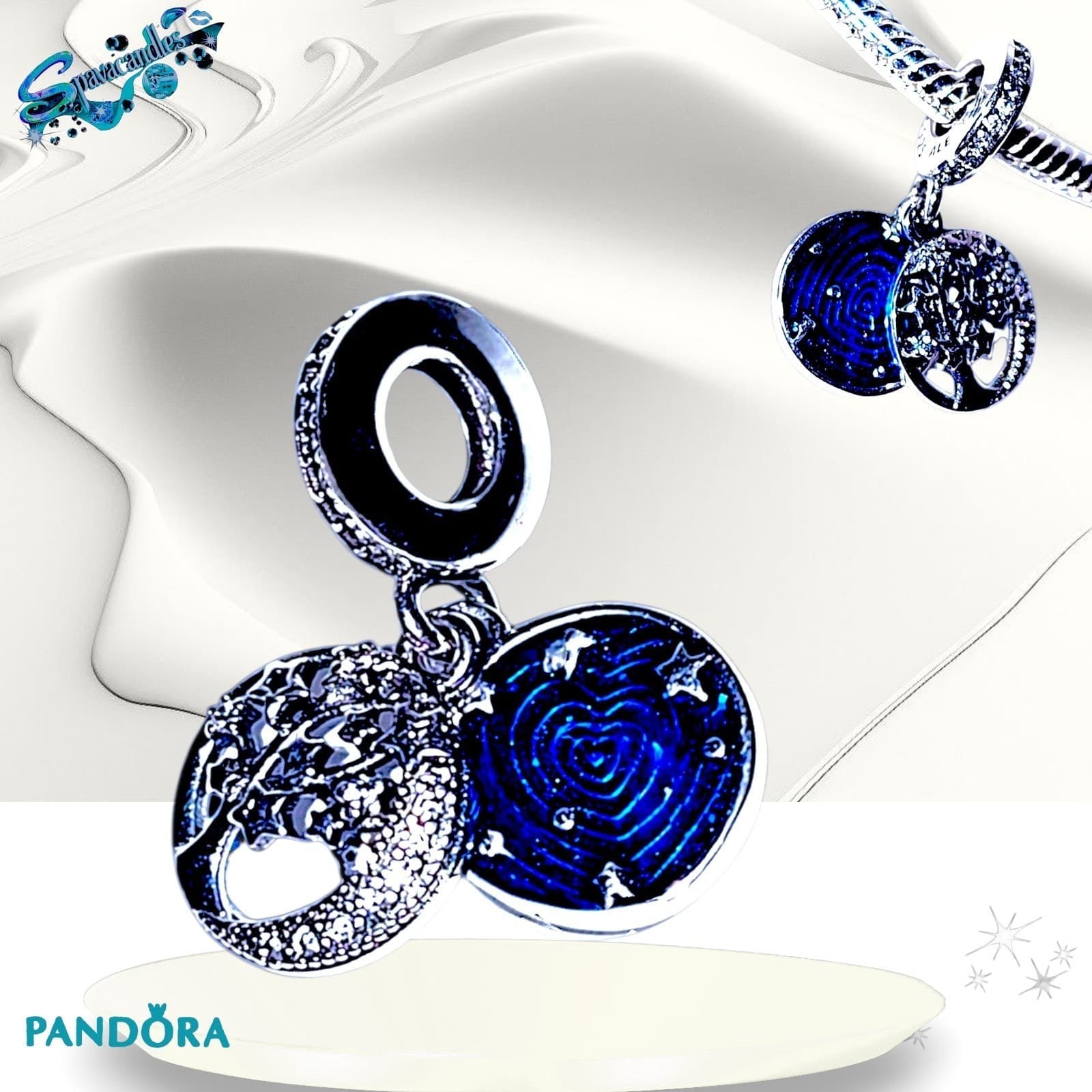 Pandora I Love You To The Moon And Back Blue Dangle Retired Charm 925 ALE US SEL