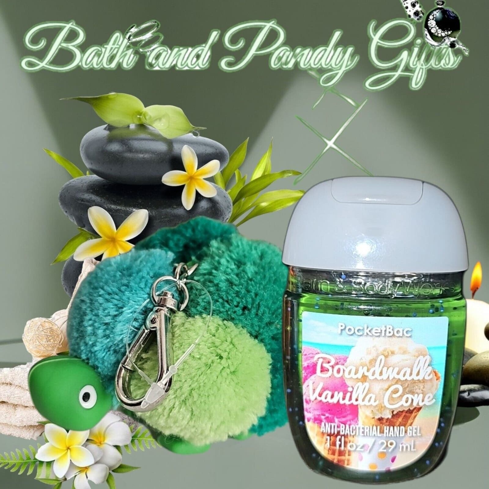 1 Bath & Body Works GREEN TURTLE POM Pocketback Case Boardwalk Vanilla Cone