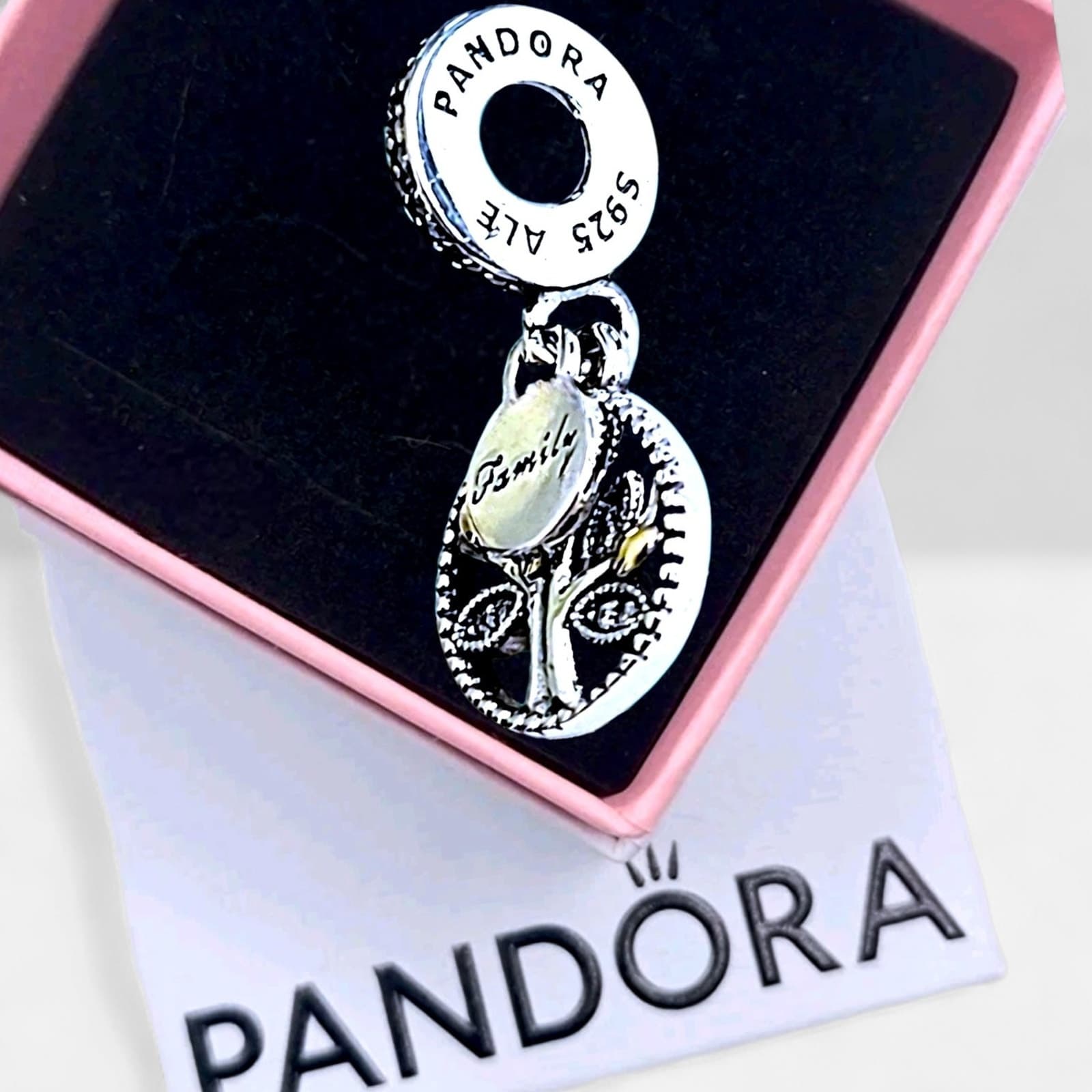 PANDORA SPARKLING FAMILY TREE DANGLE CHARM #791728CZ US Seller