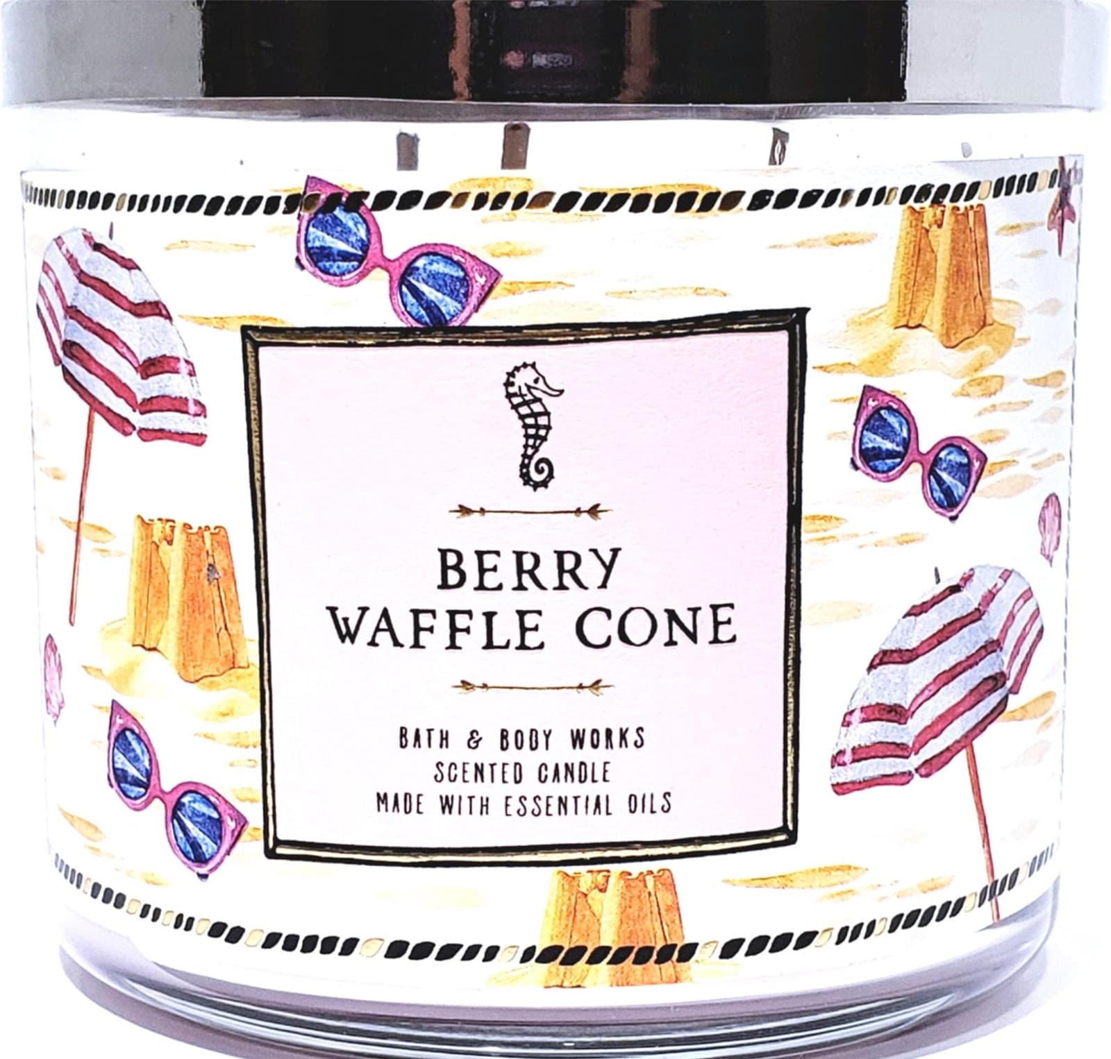 Bath & Body Works Berry Waffle Cone 3 Wick Jar Candle 14 oz .