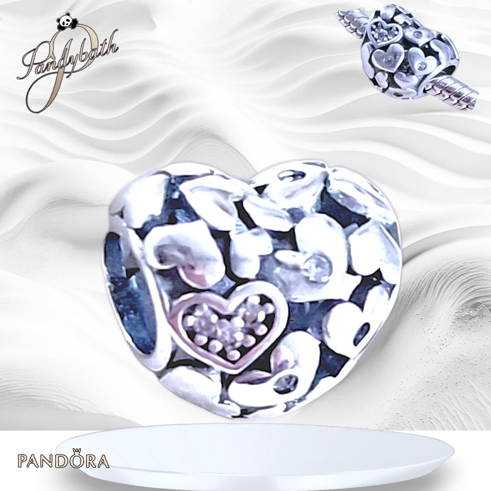 Pandora Openwork Heart Charm 791061C01 Clear CZ US SELLER