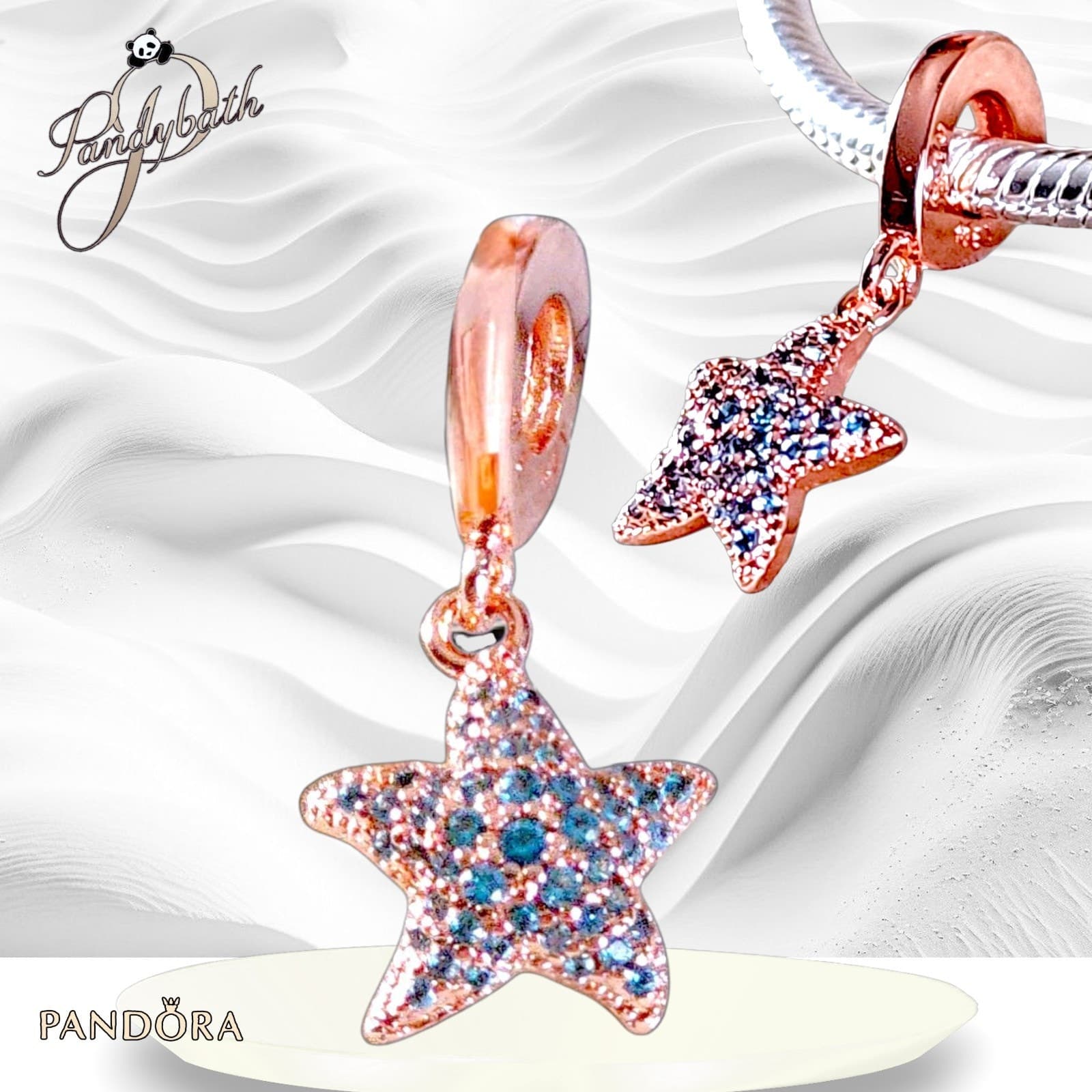 Pandora 14K Rose Gold Plated Sparkling Starfish Dangle Charm US SELLER