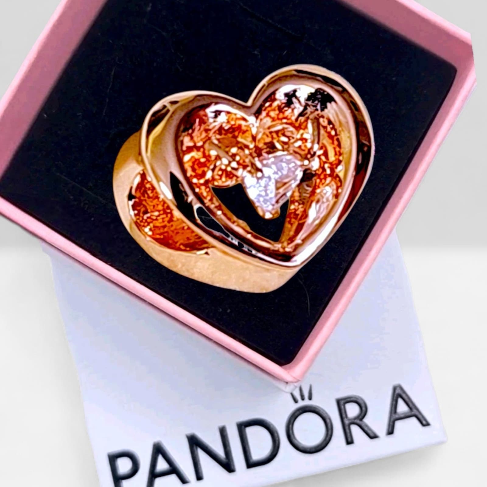 Pandora Rose Gold Heart Charm With Cubic Zirconia US SELLER