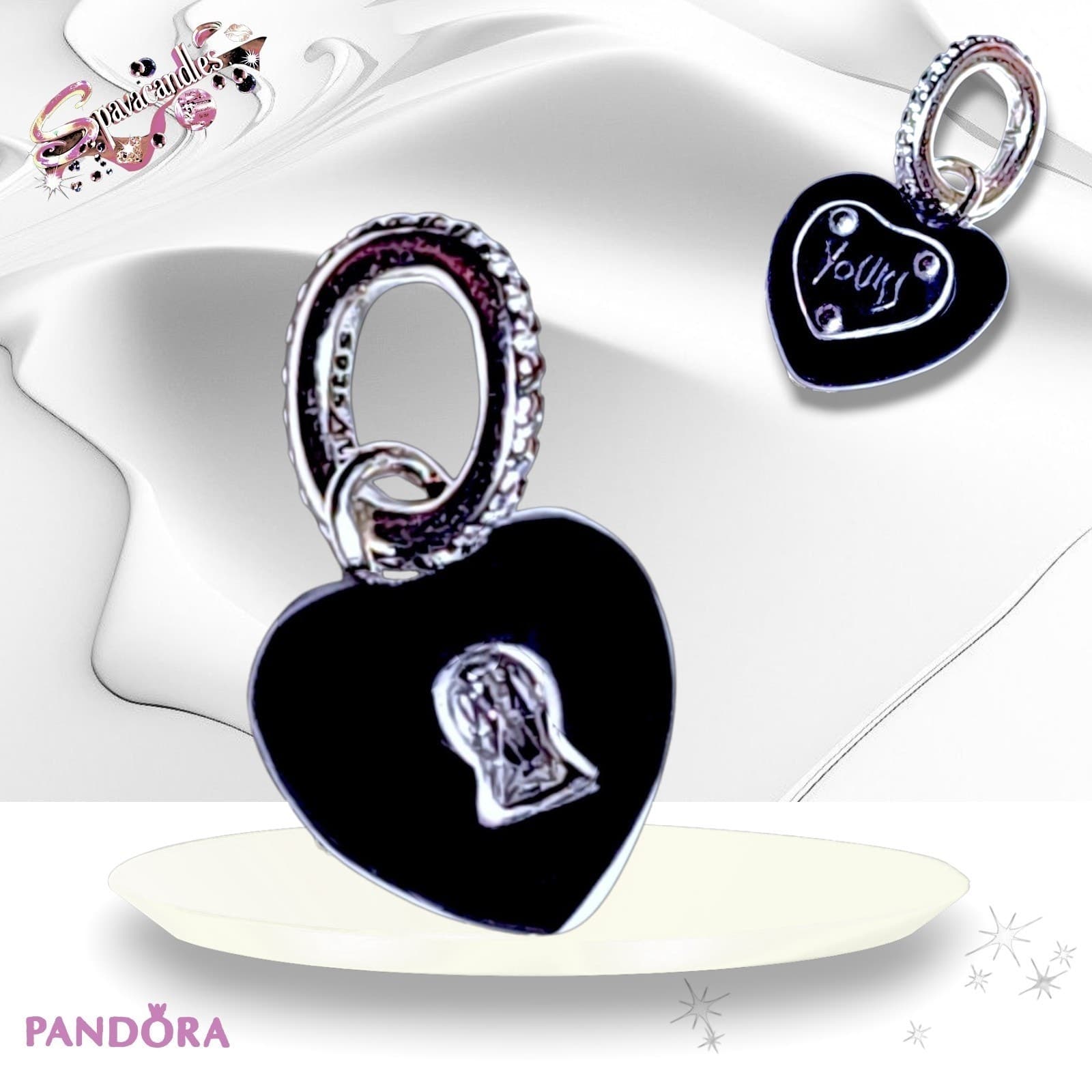 PANDORA 925 Ale Black Ceramic Padlock Heart Charm 794424C02 US SELLER