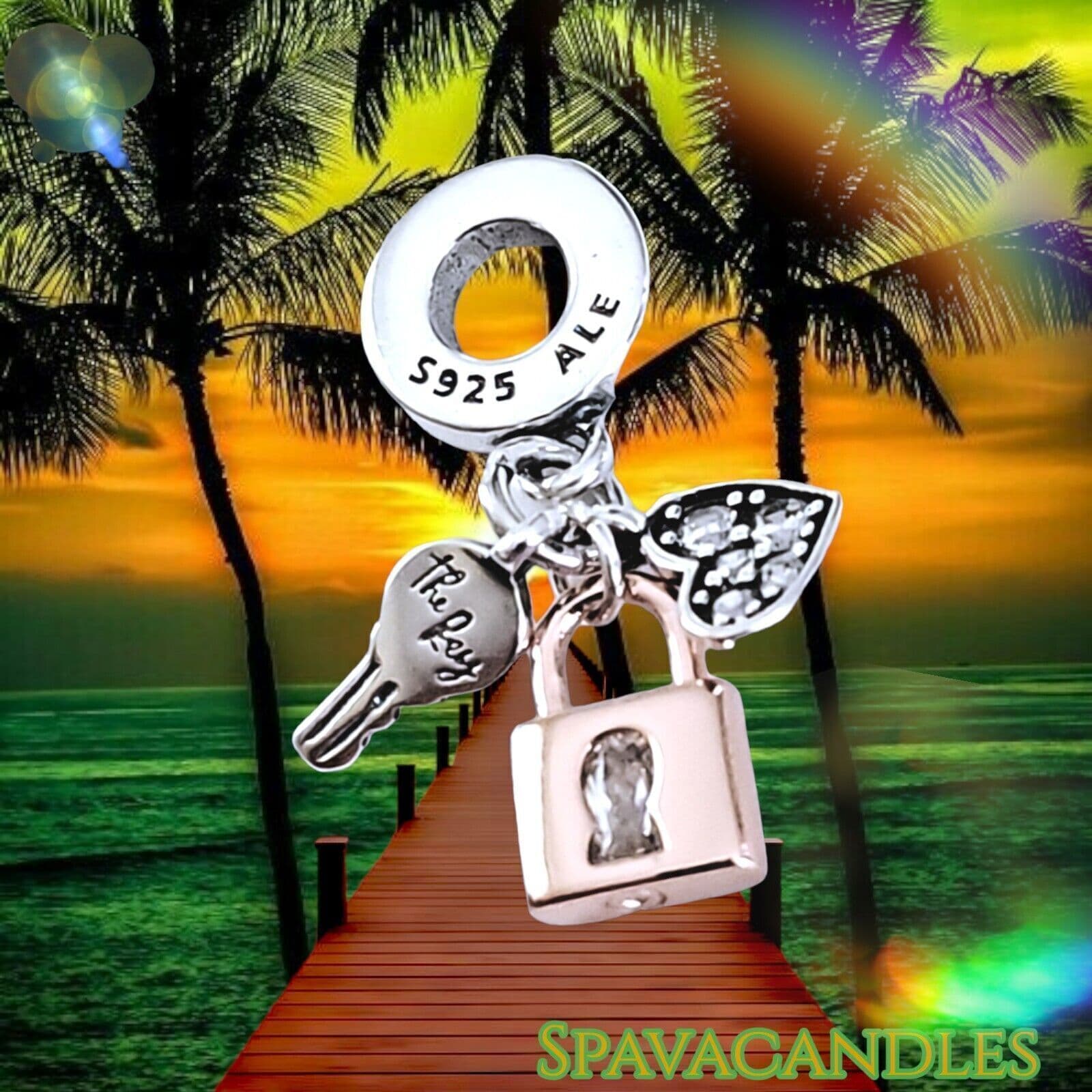 New PANDORA Padlock & Heart Triple Dangle Charm 782506C01 US Seller
