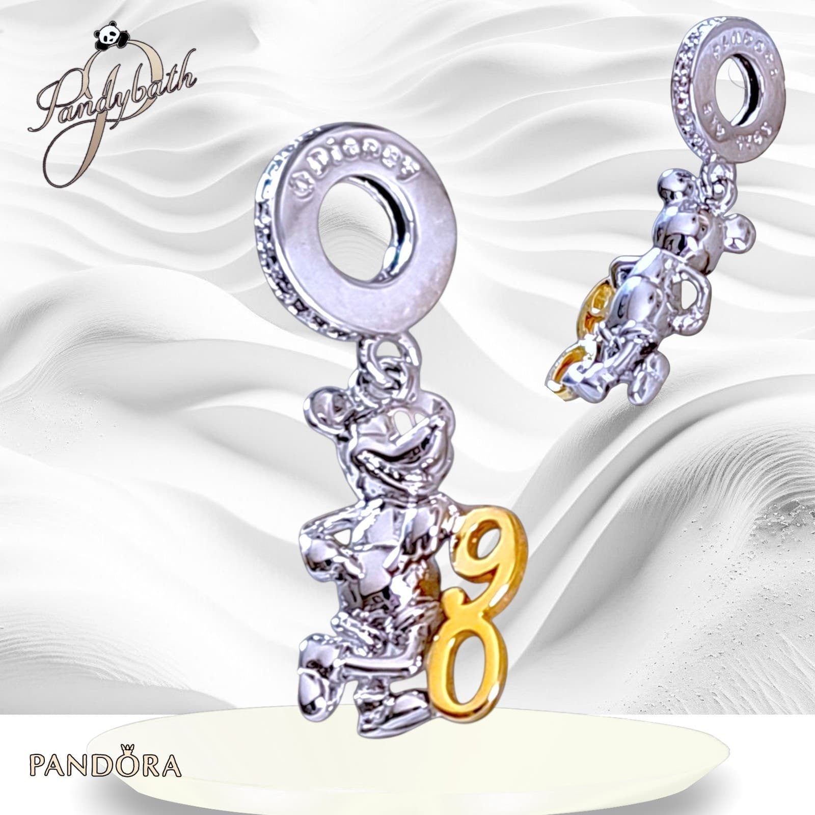 Pandora Silver & 14k Gold Limited Edition Mickey Mouse 90th Annv Charm US SELLER