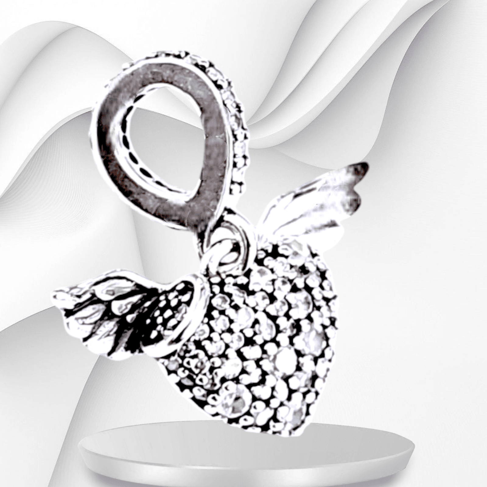 Pandora Pavé Heart Clear Angel Wings charm US SELLER