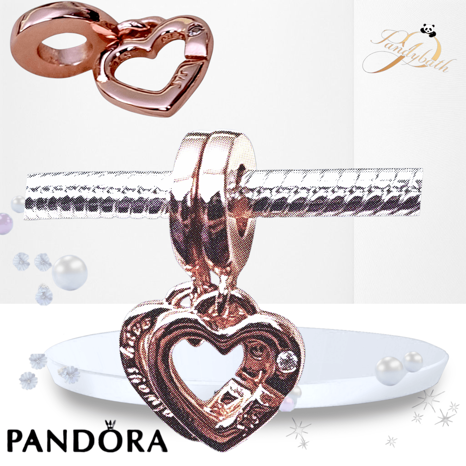 PANDORA Rose Gold Linked Sister Hearts Split Charms 789538C01 US SELLER