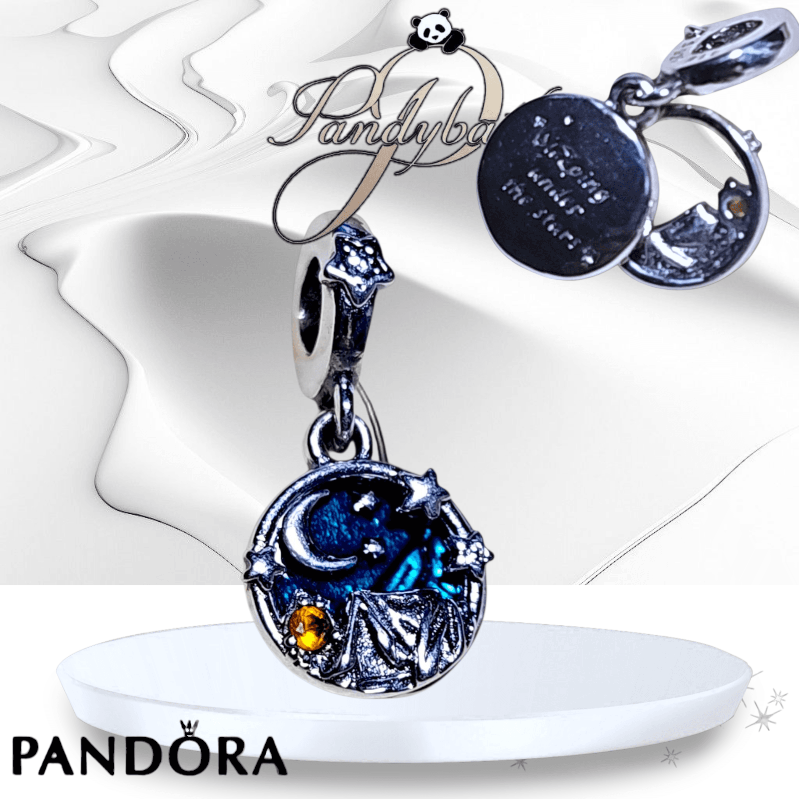 PANDORA Camping Night Sky Double Dangle Charm 791686C01 US SELLER