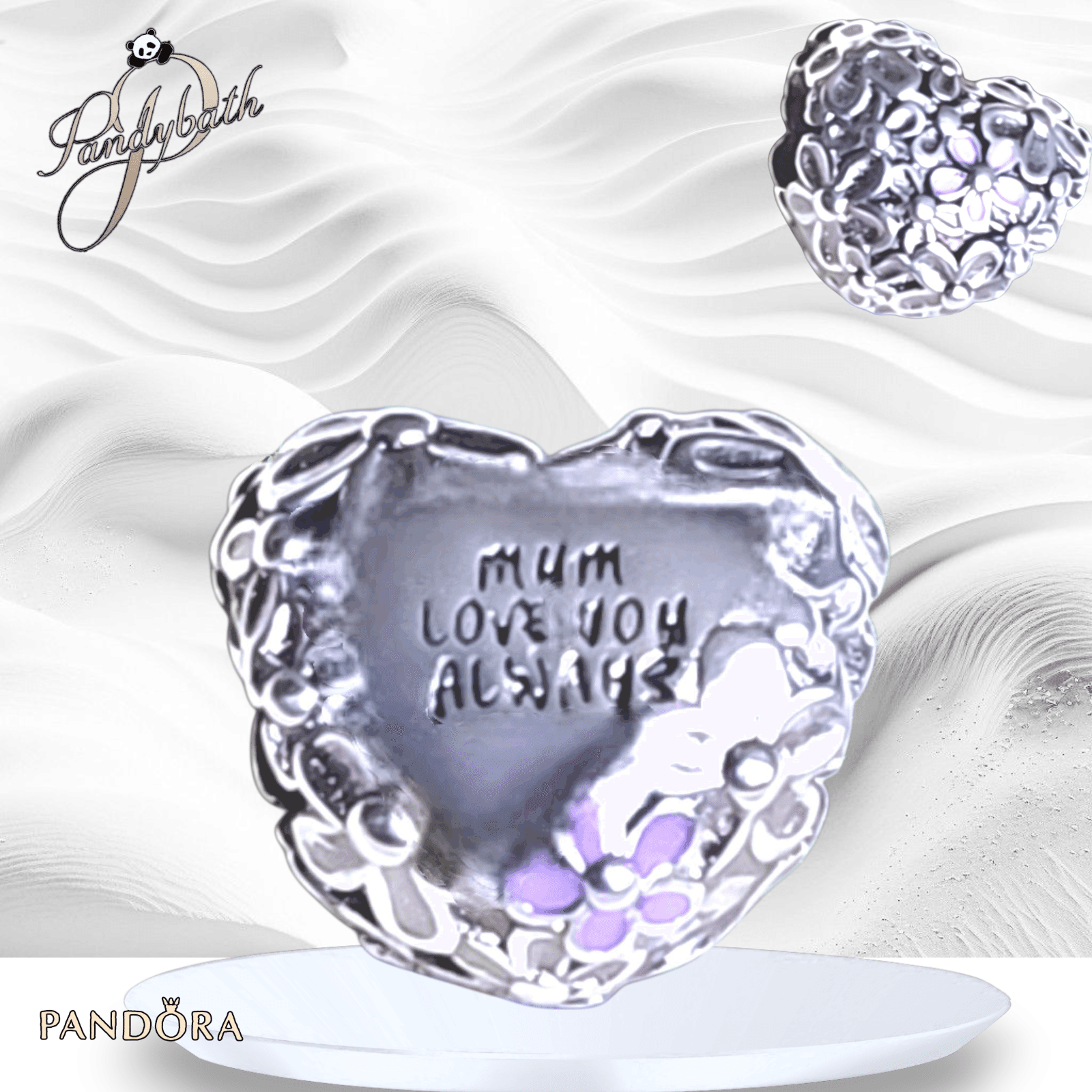 PANDORA Love Mom Daisy Heart Charm Pendant 791155C01 US SELLER