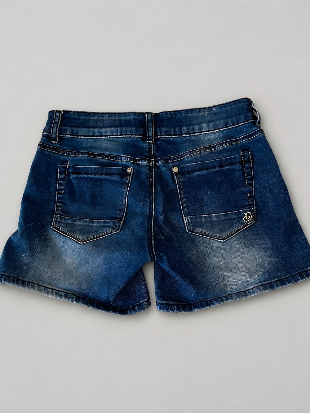 Indigo Rein Double-Button Faded Denim Shorts