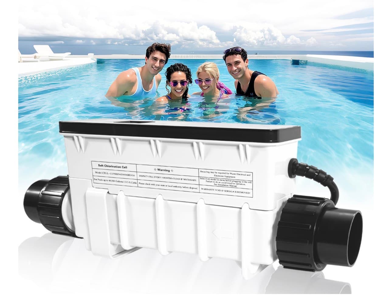 Salt Cell Replacement Fit for Pentair Intellichlor IC15 | Replaces 520888 | 15K Gallon Saltwater Chlorine Generator System for Inground Pools | Easy Install & Durable Design