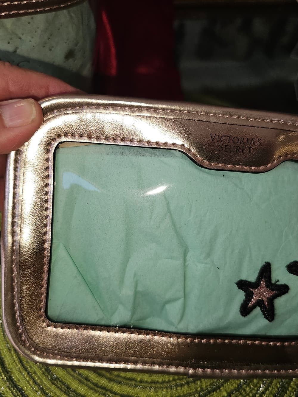 Victoria's Secret Rose Gold and Mint Clear Travel Pouch
