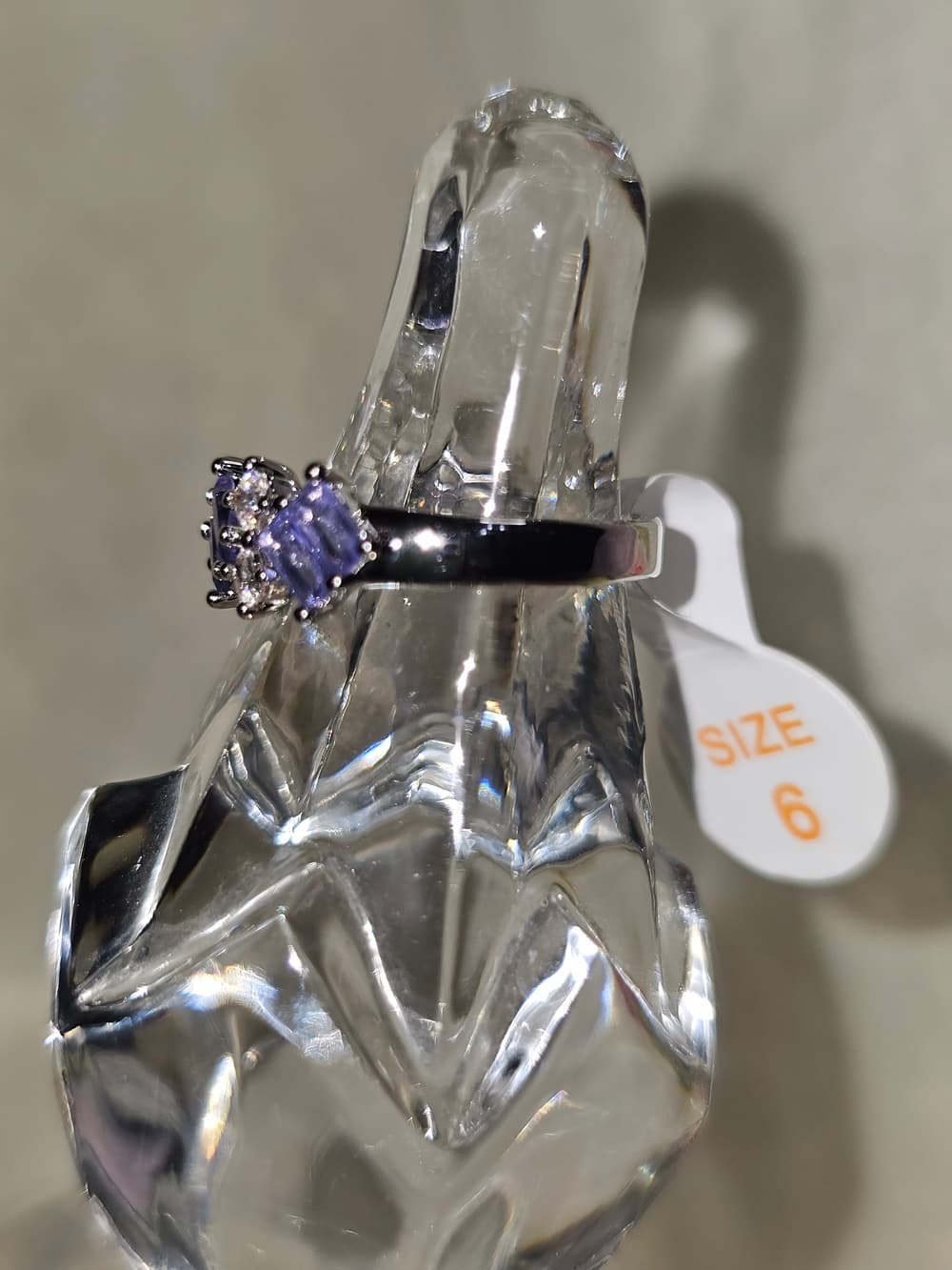 Elegant Silver Ring with Lavender Cubic Stones