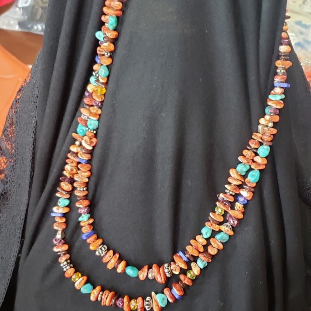Turquoise & natural stone double strand Necklace