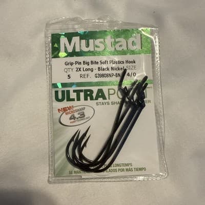 Mustad UltraPoint Grip Pin 2X Fine Wire 5 Pack Fish Hooks Size 4/0 G39808NP-BN