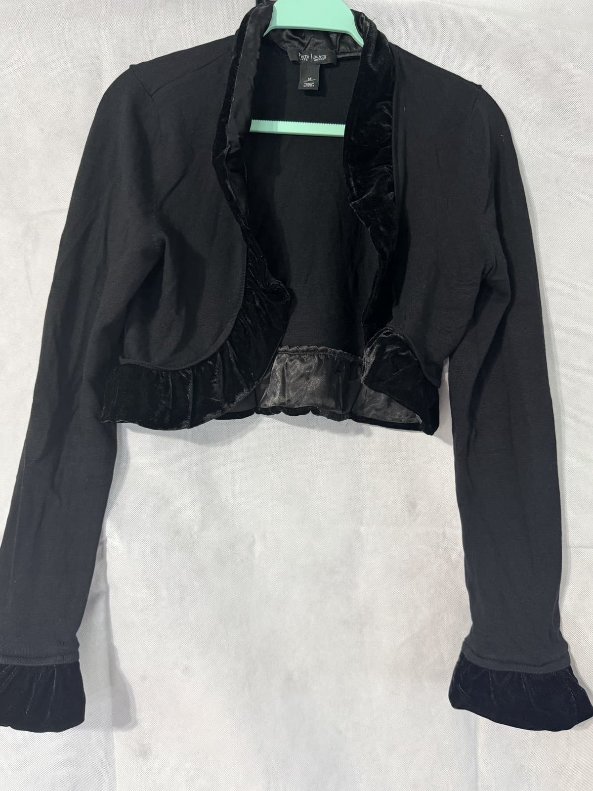 White House Black Market Open Cardigan Bolero Medium Silk Collar Balletcore