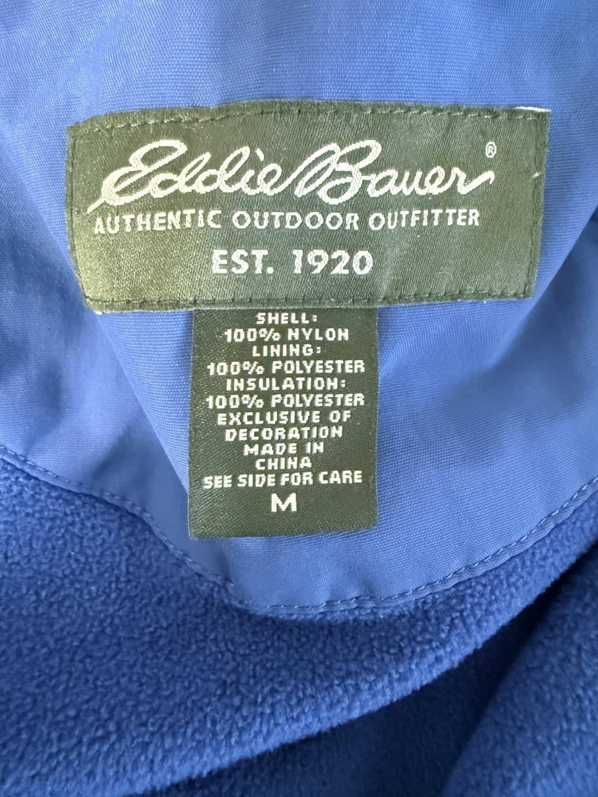 Eddie Bower Women's Blue Jacket Medium Pockets Zip Up Warm Fleece Lined
