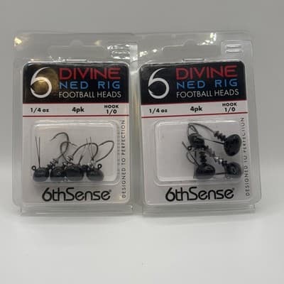 6th Sense Divine Neg Rig Football Heads 1/4oz 1/0 hook 4ct
