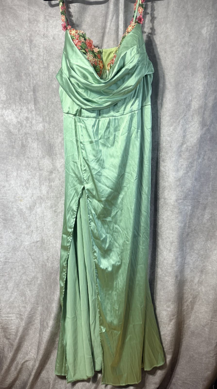 Shien Belle Plus Size Elegant Formal Dress with Mint Green Floral Off Shoulder