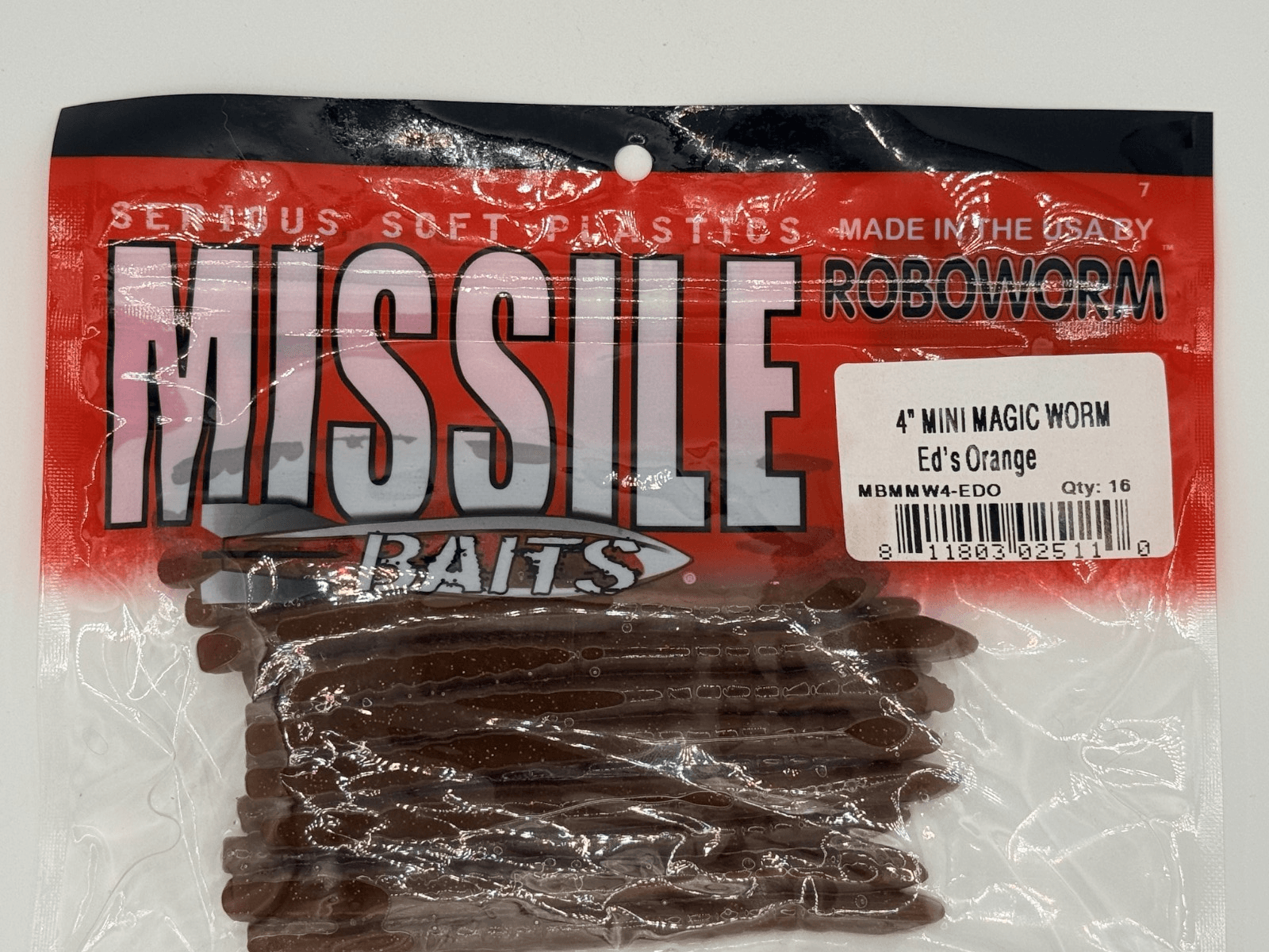 Missile Bait Roboworm 4" Mini Magic Worm Ed's Orange