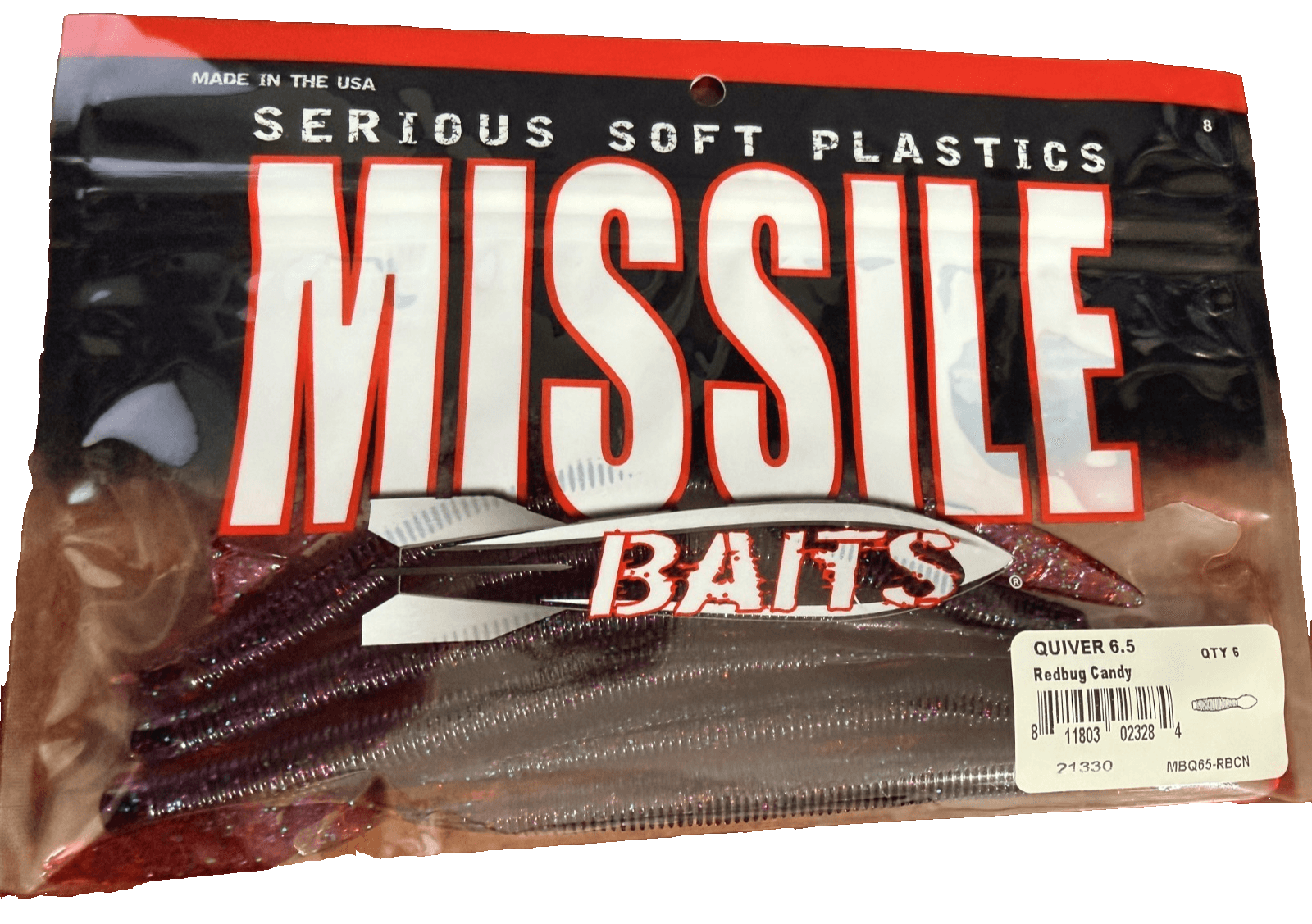Missile Baits Quiver 6.5" Redbug Candy 6ct