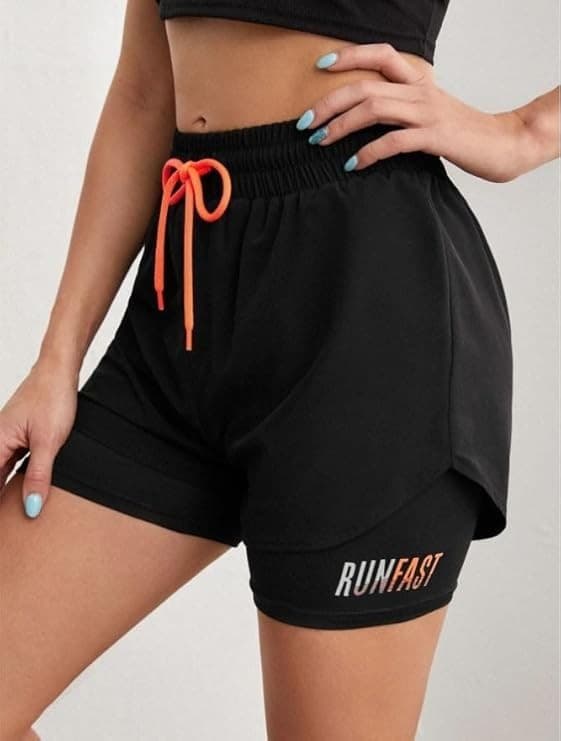 YOAKUKA Women's 2 in 1 Workout Shorts Gym Workout Yoga Running Biker Tennis