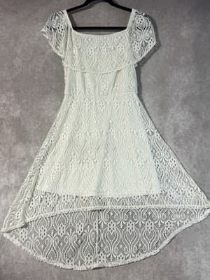 Almost Famous White Lace Off The Shoulder Hi Low Dress Women’s Size M