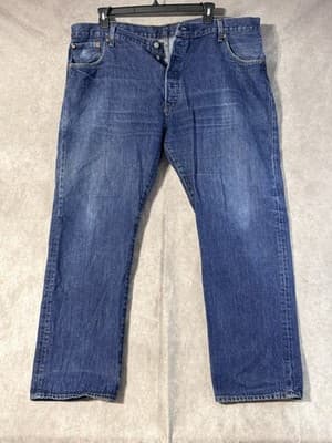 Levi’s 501 Straight Denim Jeans Button Fly Medium Wash Classic 5 Pocket 44x32