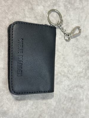 Steve Madden Embossed Key Chain Wallet Black Leather Unisex