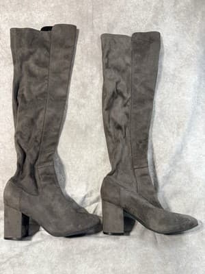 Women’s Taupe Over The Knee Heeled Boots Size 8.5 Block Heel