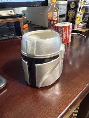 Star Wars Mandalorian Helmet Mug Ceramic Silver 3D Design