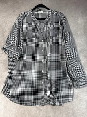 Calvin Klein Women’s Blouse Black And White Checkered Size 3XL