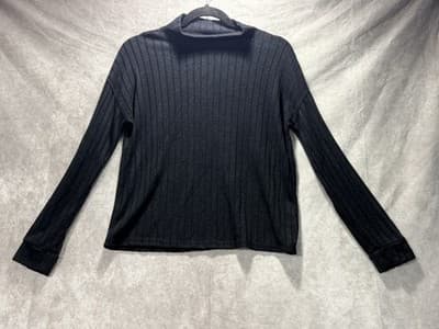Worthington Women’s Pullover Ribbed Turtleneck In Black Metallic Glitter Size XS