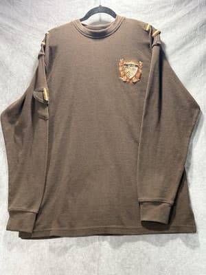 Knockout Jeans Men’s Brown Waffle Knit Thermal Size XL Pullover Streetwear