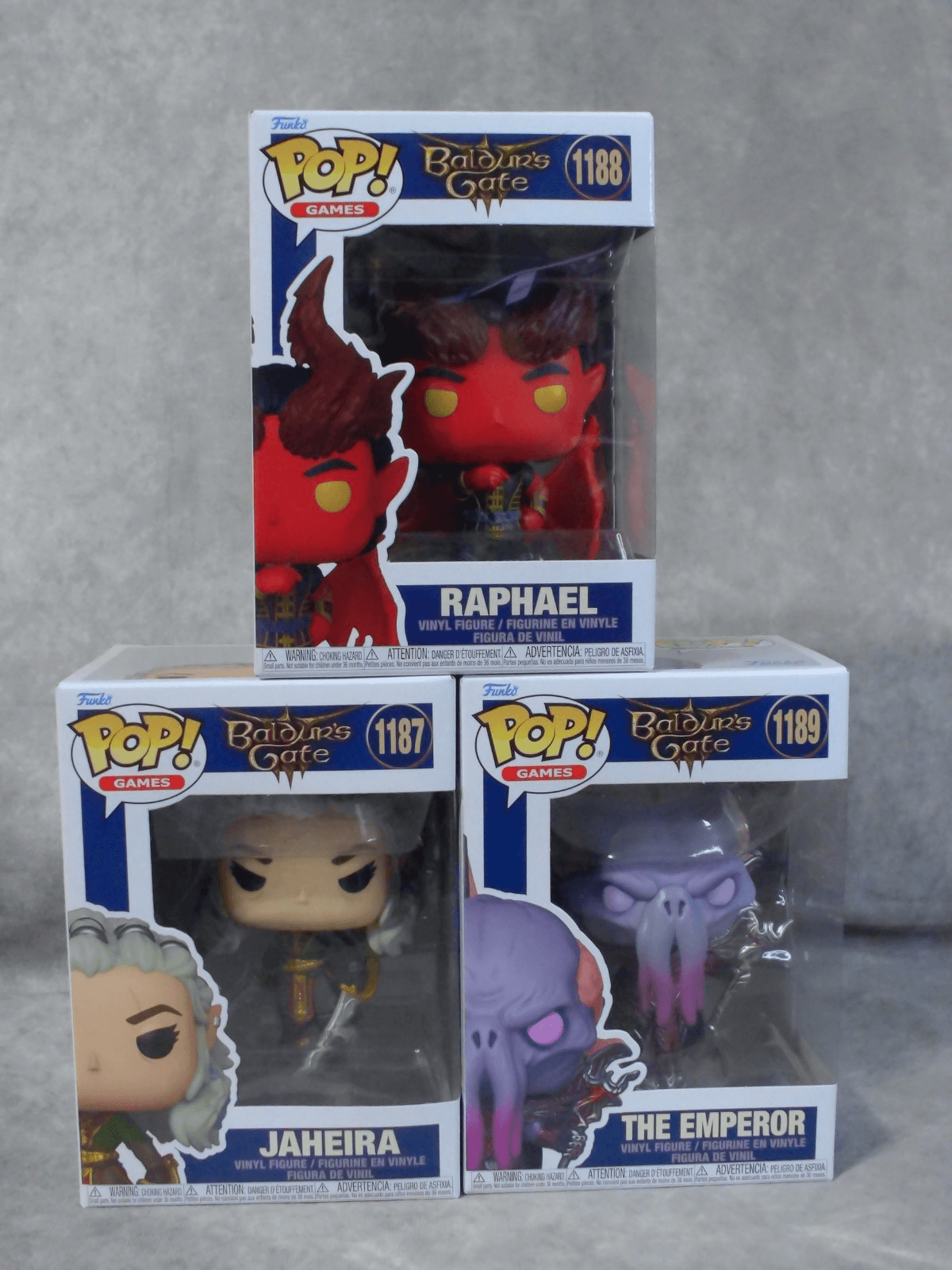 Funko Pop! Set of 3 Baldur's Gate 3 Jaheira 1187 Raphael 1188 & The Emperor 1189
