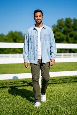 Levi Strauss Signature Premium Shirt Long Sleeve Button Up Light Wash Men’s sz L