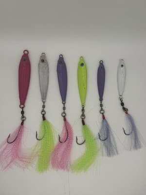 6 Pcs Anchovy Jig 1,2&3 Oz Dressed 2x Hook