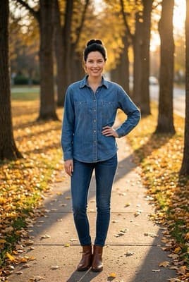Vintage Levi Red Tab Women’s Long Sleeve Denim Button Up Shirt Medium Wash sz L